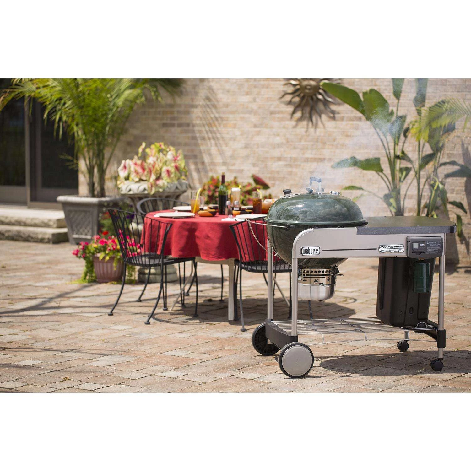 Weber 22 In. Performer Deluxe Charcoal Grill Green - Image 9