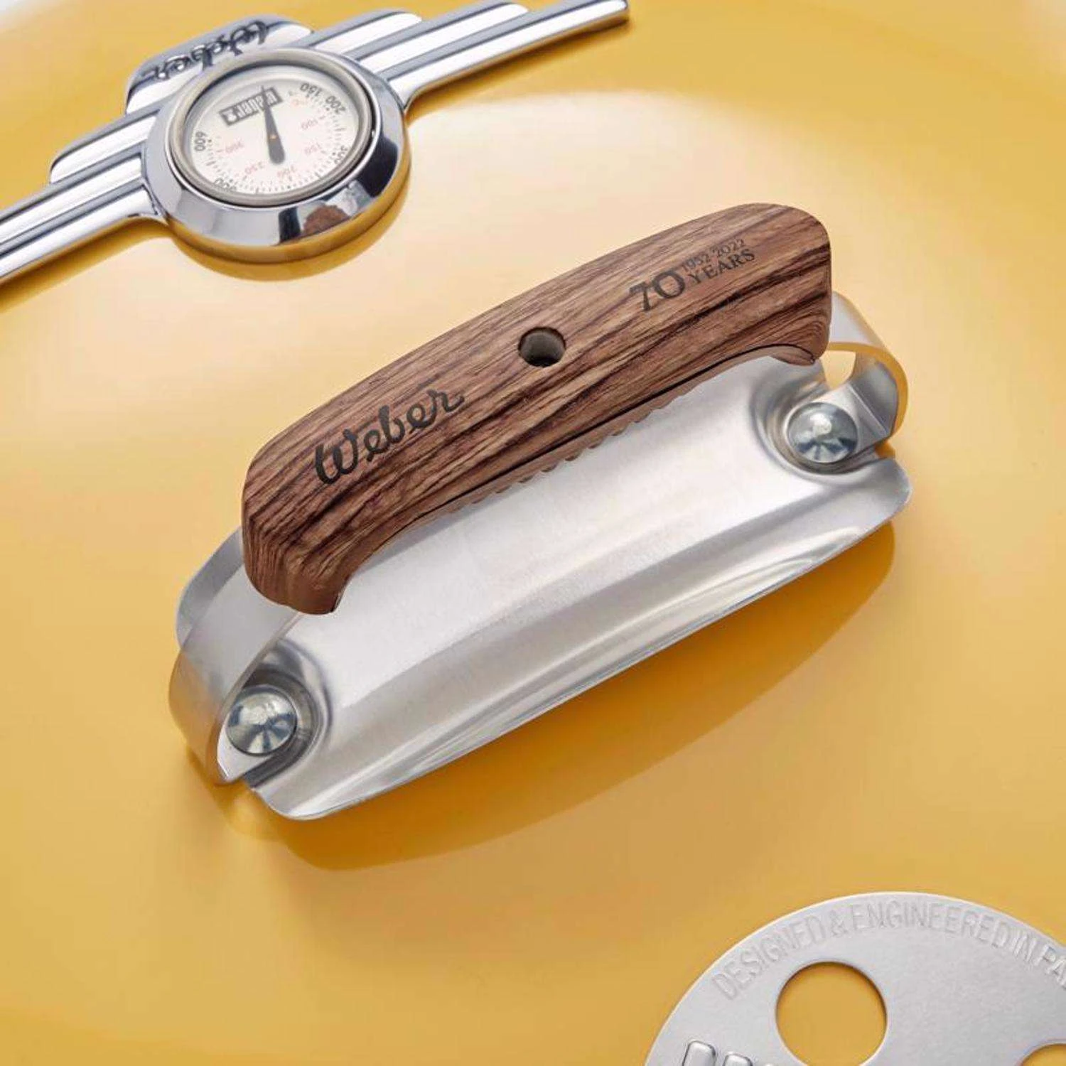 Weber 22 In. 70th Anniversary Kettle Charcoal Grill Hot Rod Yellow - Image 6