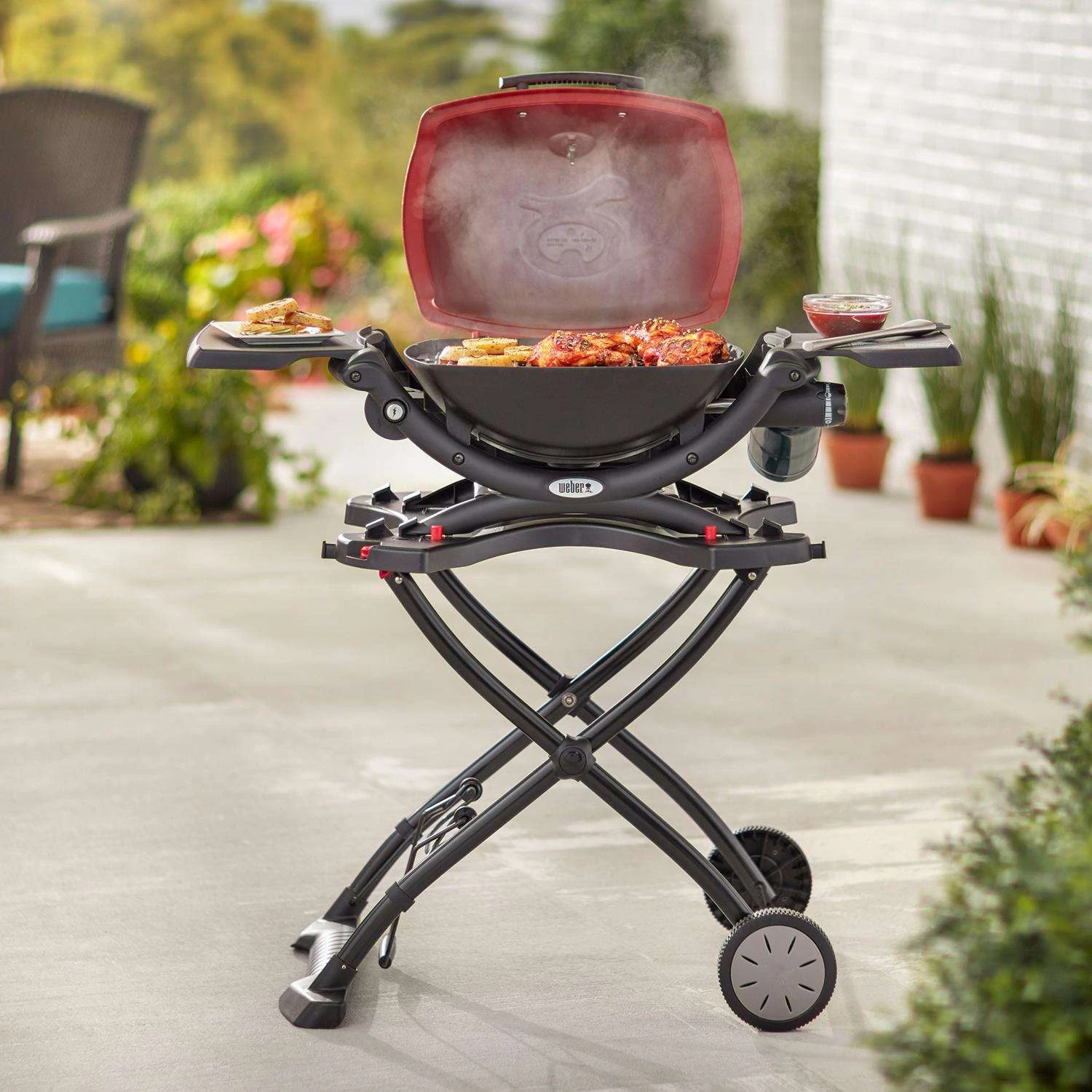 Weber Q1200 1 Burner Liquid Propane Grill Red - Image 9