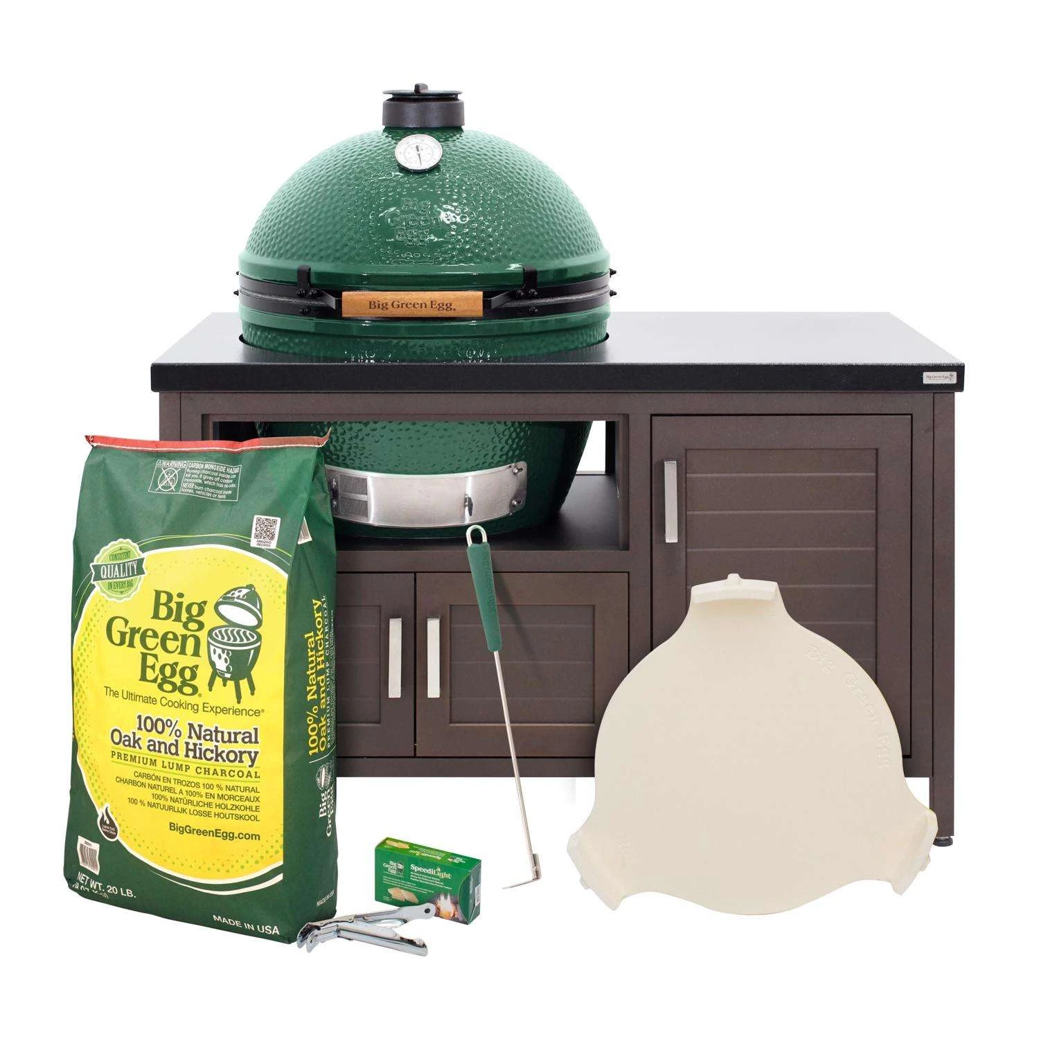 Big Green Egg 24 In. XLarge EGG Package With 53" Modern Farmhouse Table Charcoal Kamado Grill And Sm