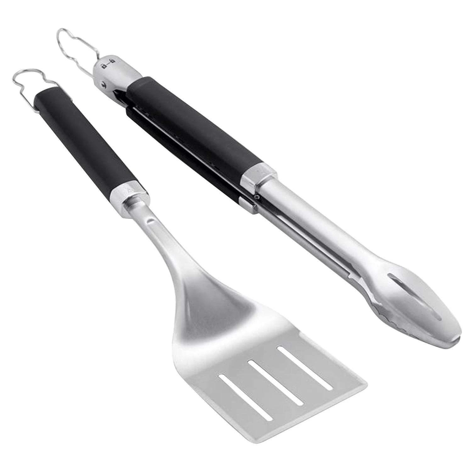 Weber Precision Stainless Steel Black/Silver Grill Tool Set 2 Pc