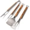 Sportula Military Stainless Steel Brown/Silver Grill Tool Set 3 Pc