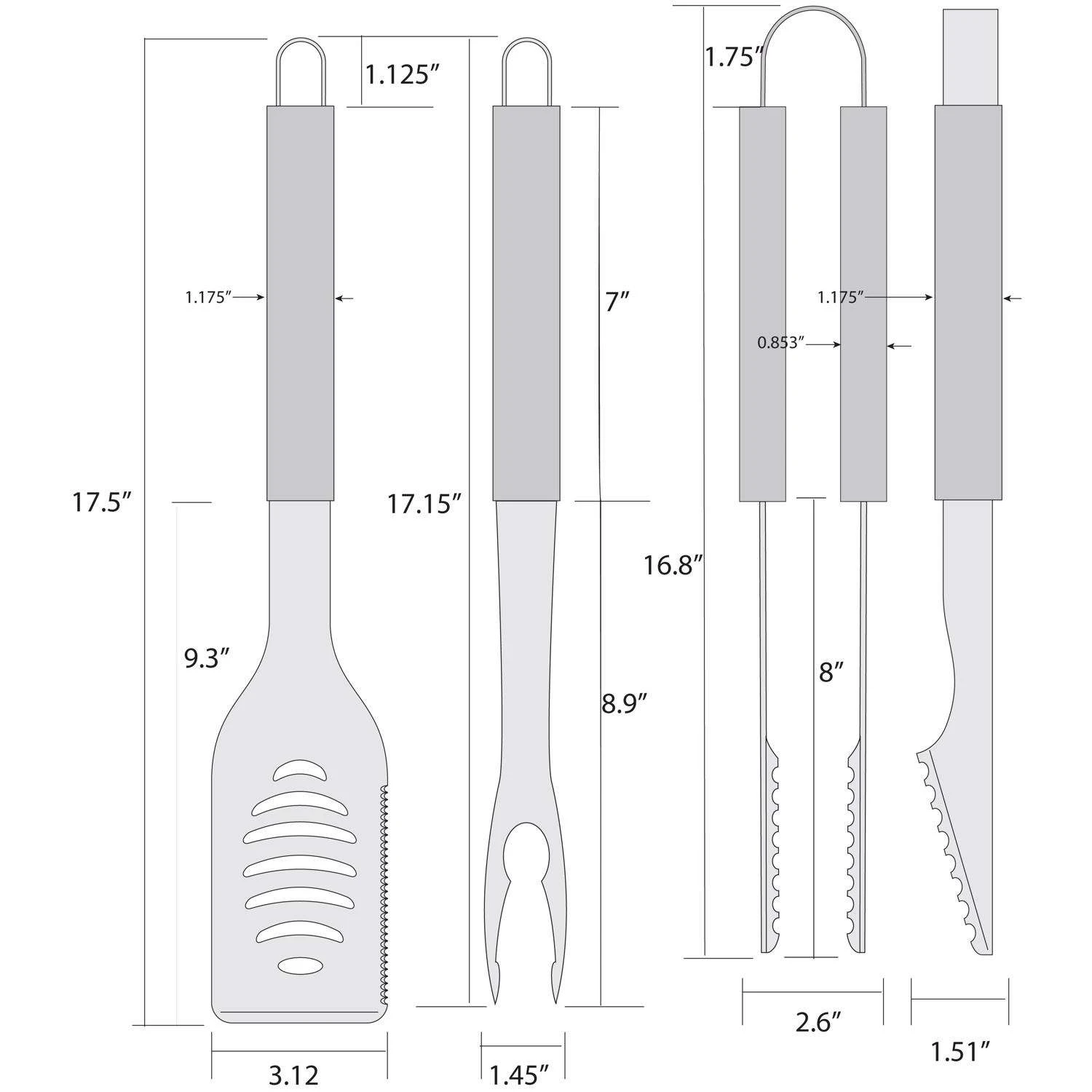 Siskiyou Sports NCAA Stainless Steel Multicolored Grill Tool Set 3 Pc - Image 3