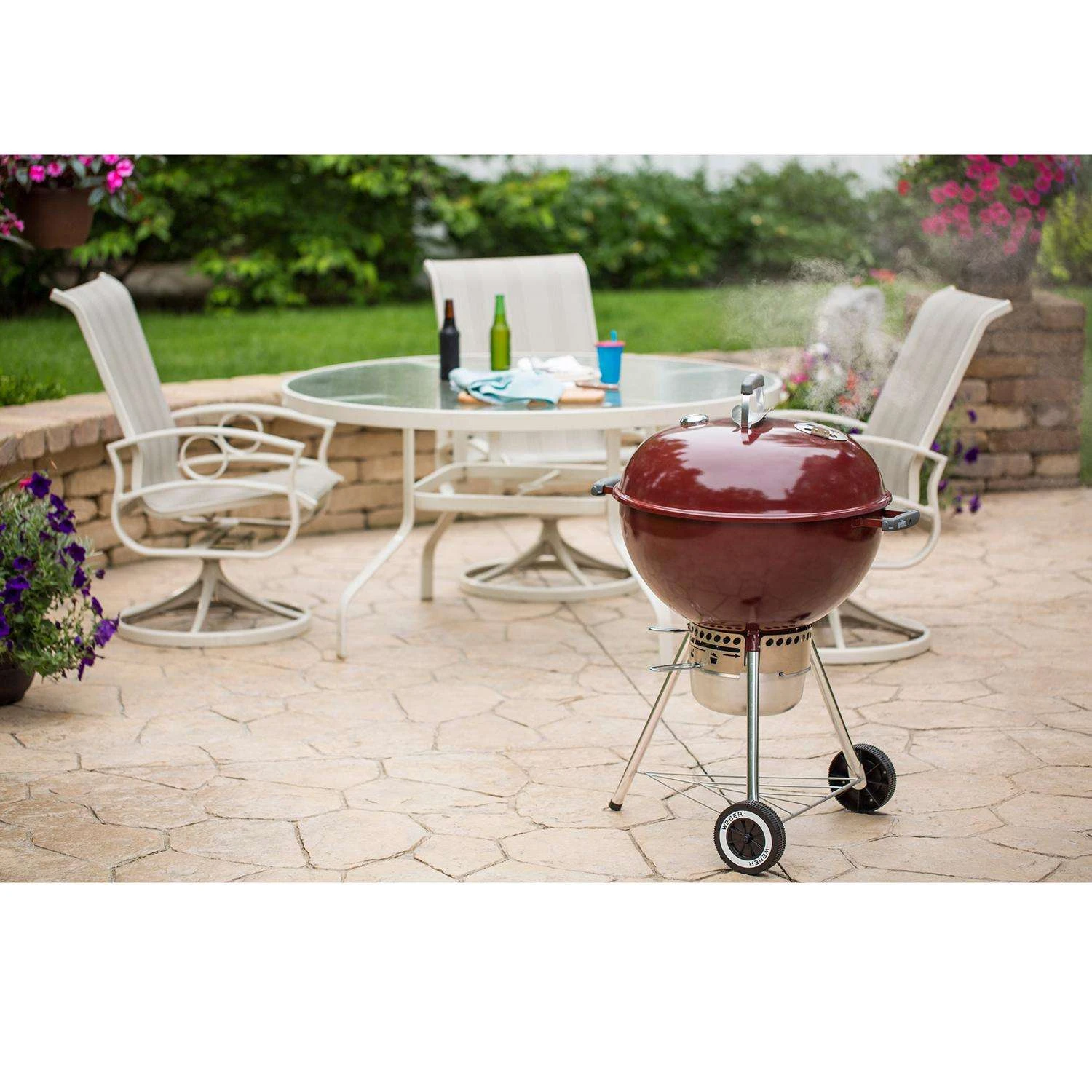 Weber 22 In. Original Kettle Premium Charcoal Grill Crimson - Image 9