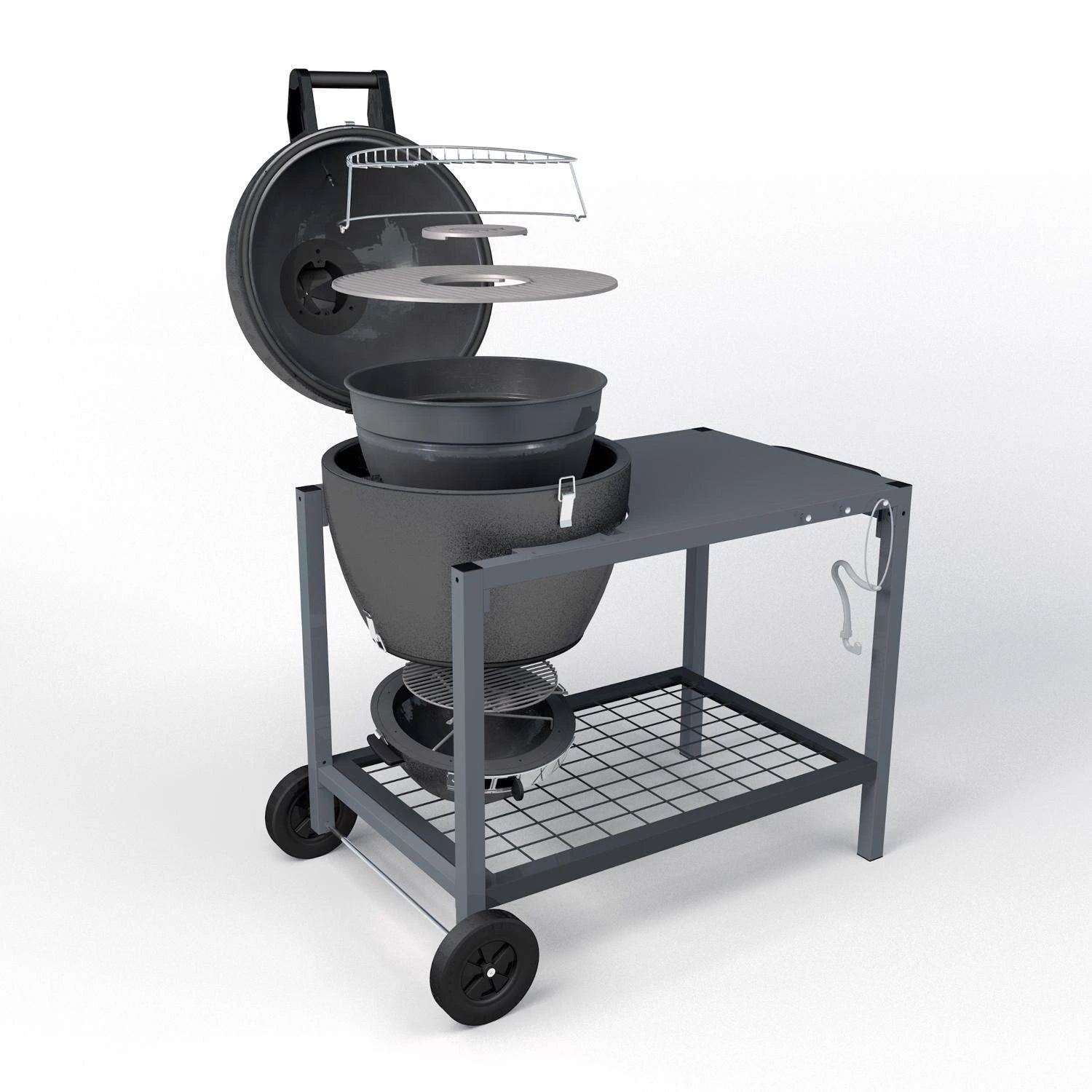 Brand-Man Grills 20 In. Rodeo Deluxe Charcoal/Wood Kamado Grill And Smoker Gray - Image 9
