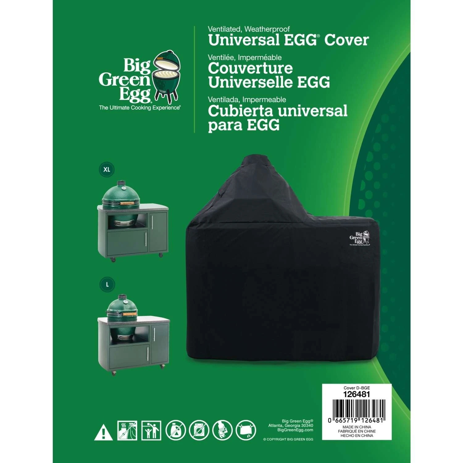 Big Green Egg Black Grill Cover For XL & Large EGGs In 49in. Cooking Islands - Image 2