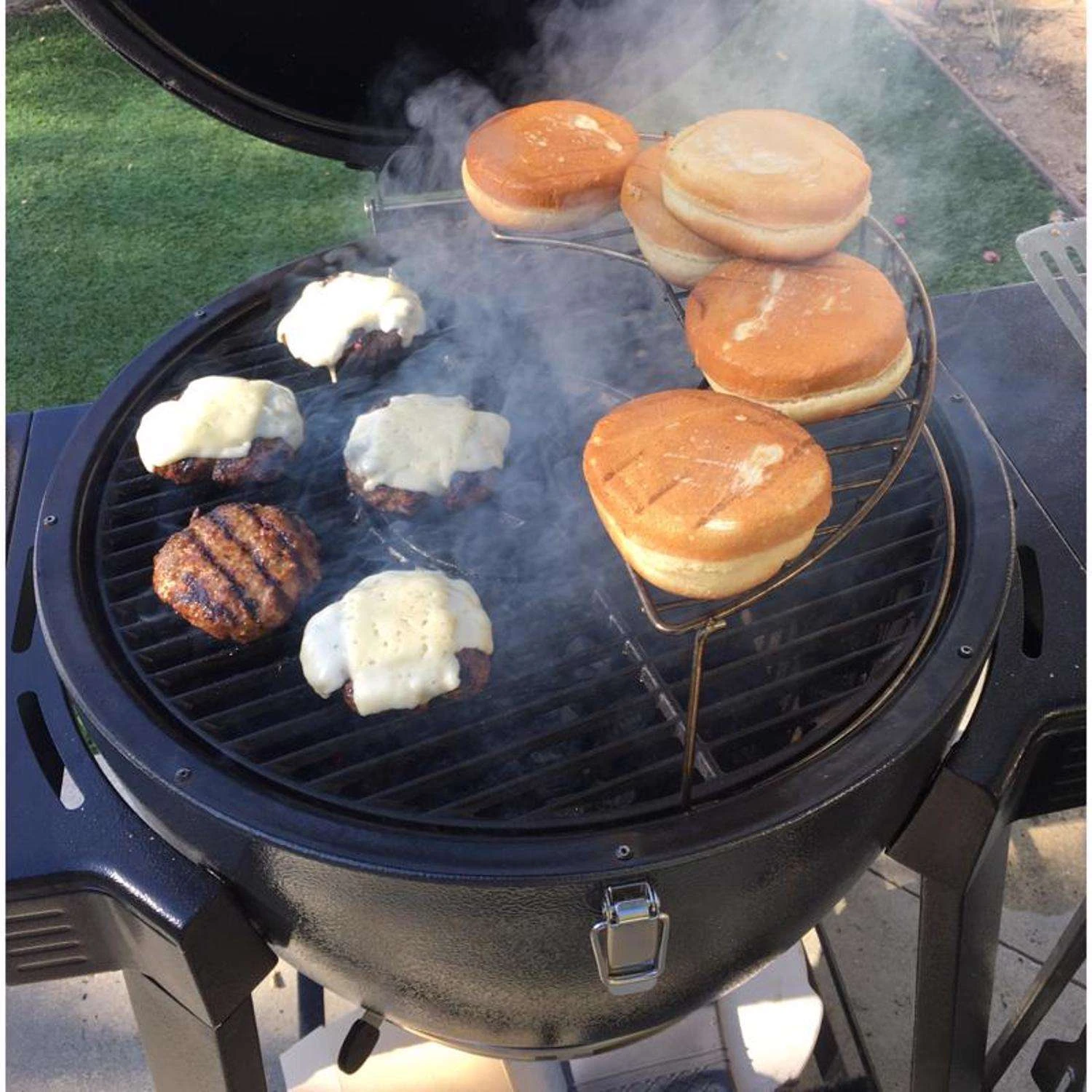 Brand-Man Grills 20 In. Rodeo Deluxe Charcoal/Wood Kamado Grill And Smoker Gray - Image 8