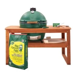Big Green Egg 24 In. XLarge EGG Package With Acacia Table Charcoal Kamado Grill And Smoker Green