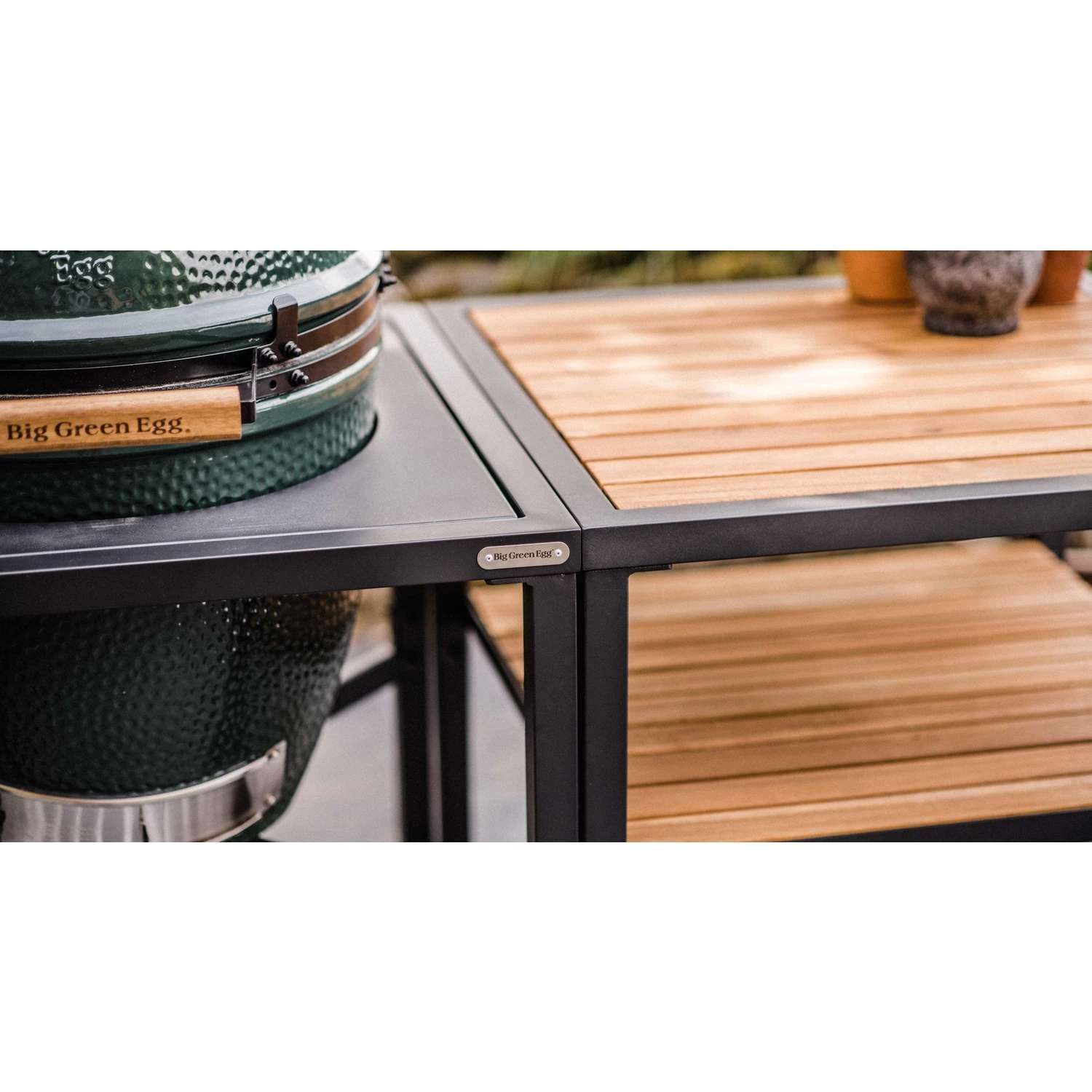 Big Green Egg 18.25 In. Large EGG Package In Modular Nest With Side Table And Acacia Inserts Charcoa - Image 2