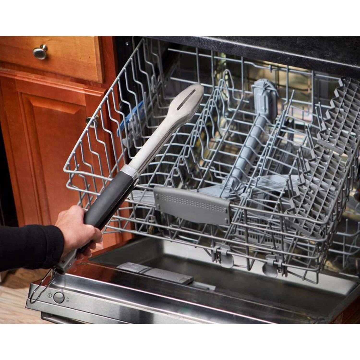 Weber Precision Stainless Steel Black/Silver Grill Tongs 1 Pc - Image 4