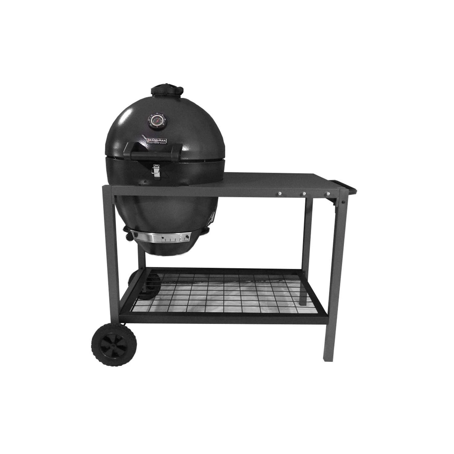 Brand-Man Grills 20 In. Rodeo Deluxe Charcoal/Wood Kamado Grill And Smoker Gray