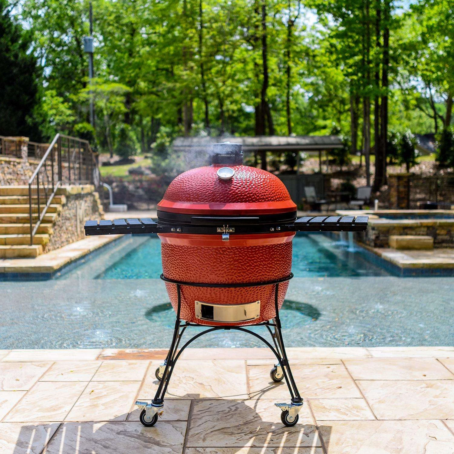 Kamado Joe 24 In. Big Joe II Charcoal Kamado Grill And Smoker Red - Image 5