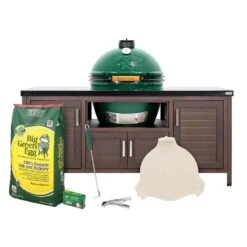 Big Green Egg 24 In. XLarge EGG Package With 72" Modern Farmhouse Table Charcoal Kamado Grill And Sm