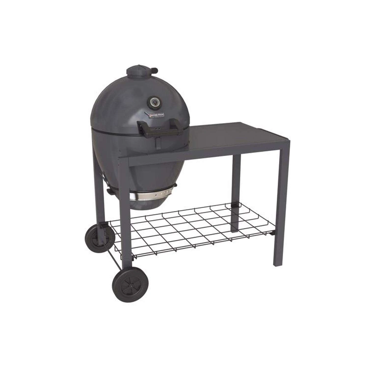 Brand-Man Grills 20 In. Rodeo Deluxe Charcoal/Wood Kamado Grill And Smoker Gray - Image 2