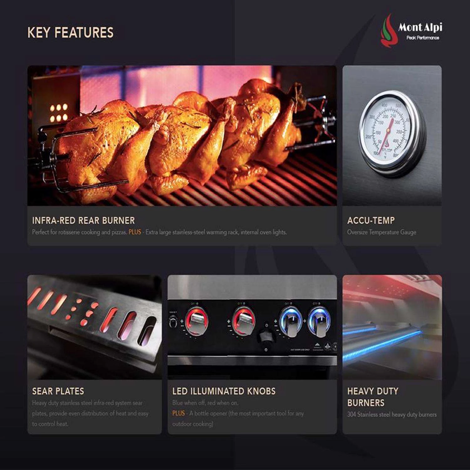 Mont Alpi Island 6 Burner Natural Gas/Propane Grill Silver - Image 9