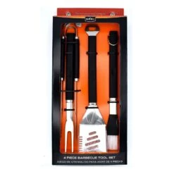 Mr. Bar-B-Q Stainless Steel Black/Silver Grill Tool Set 4 Pc